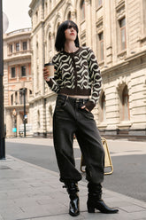Women's Graphic Cropped Knit Cardigan